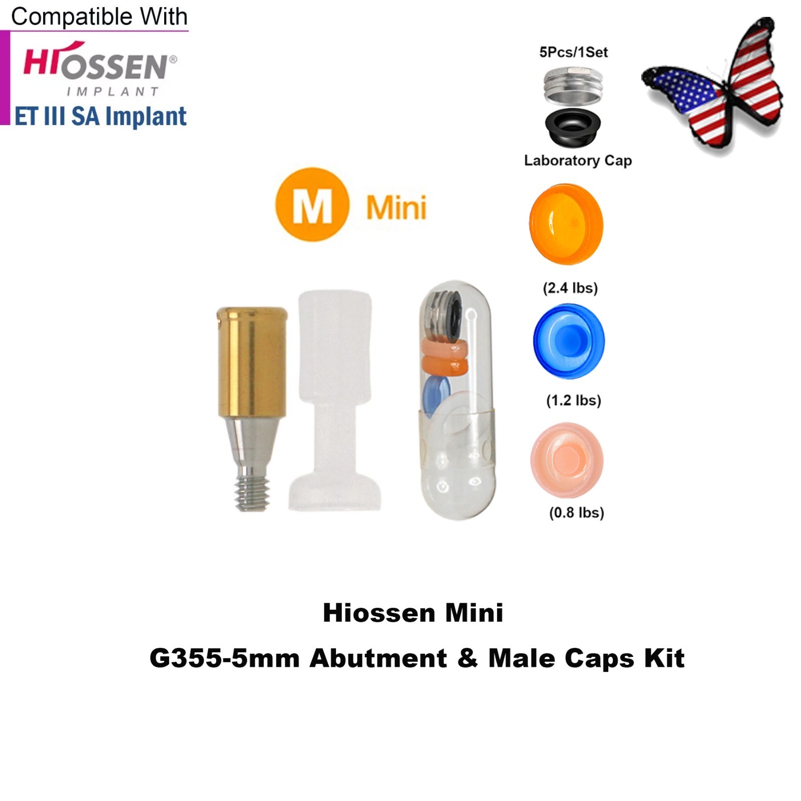 US Locator Overdenture Abutment & Male Cap Inserts Kit for Hiossen R/M Platform