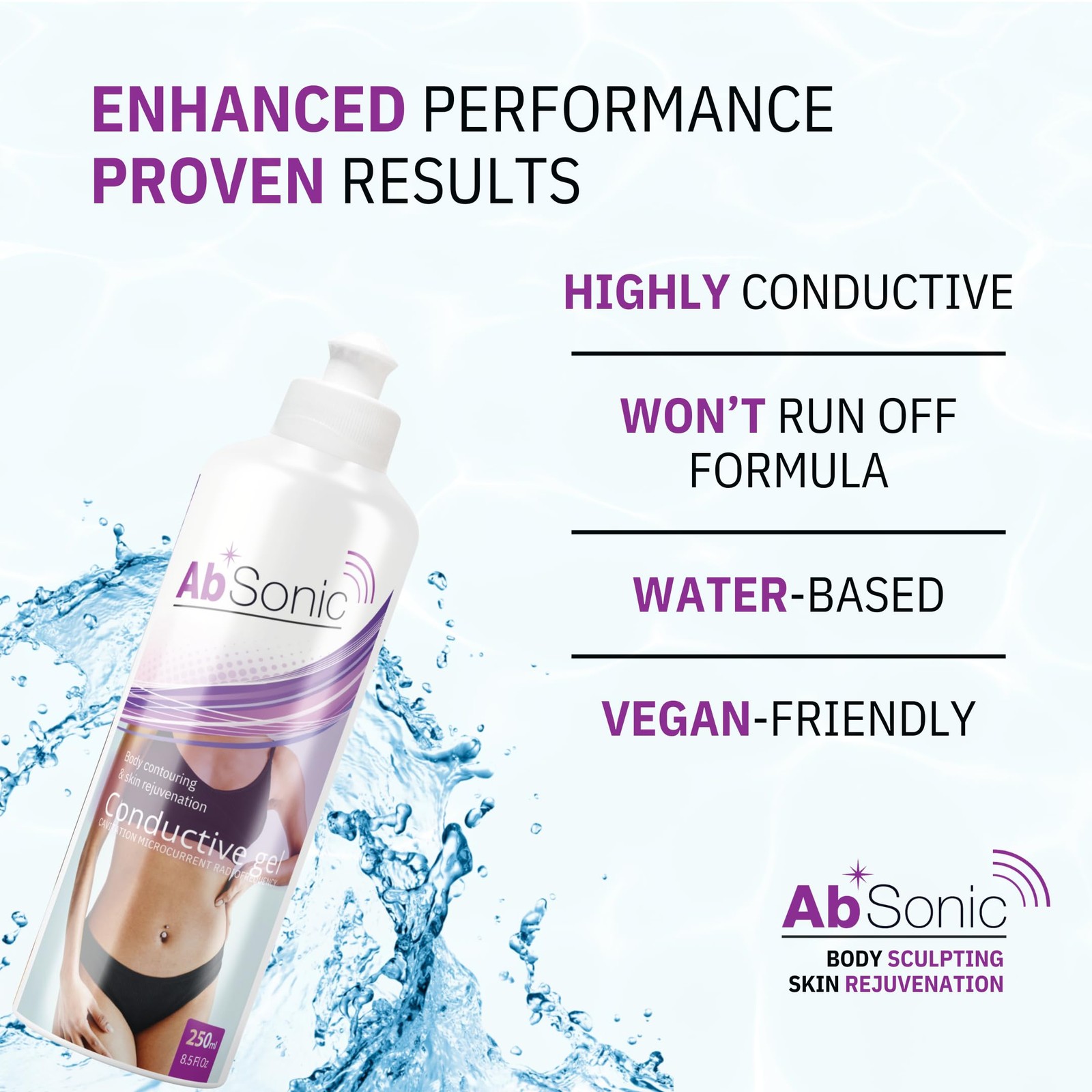 Absonic Conductive Gel for Ultrasound, Cavitation, 2 x 8.5 oz Bottle