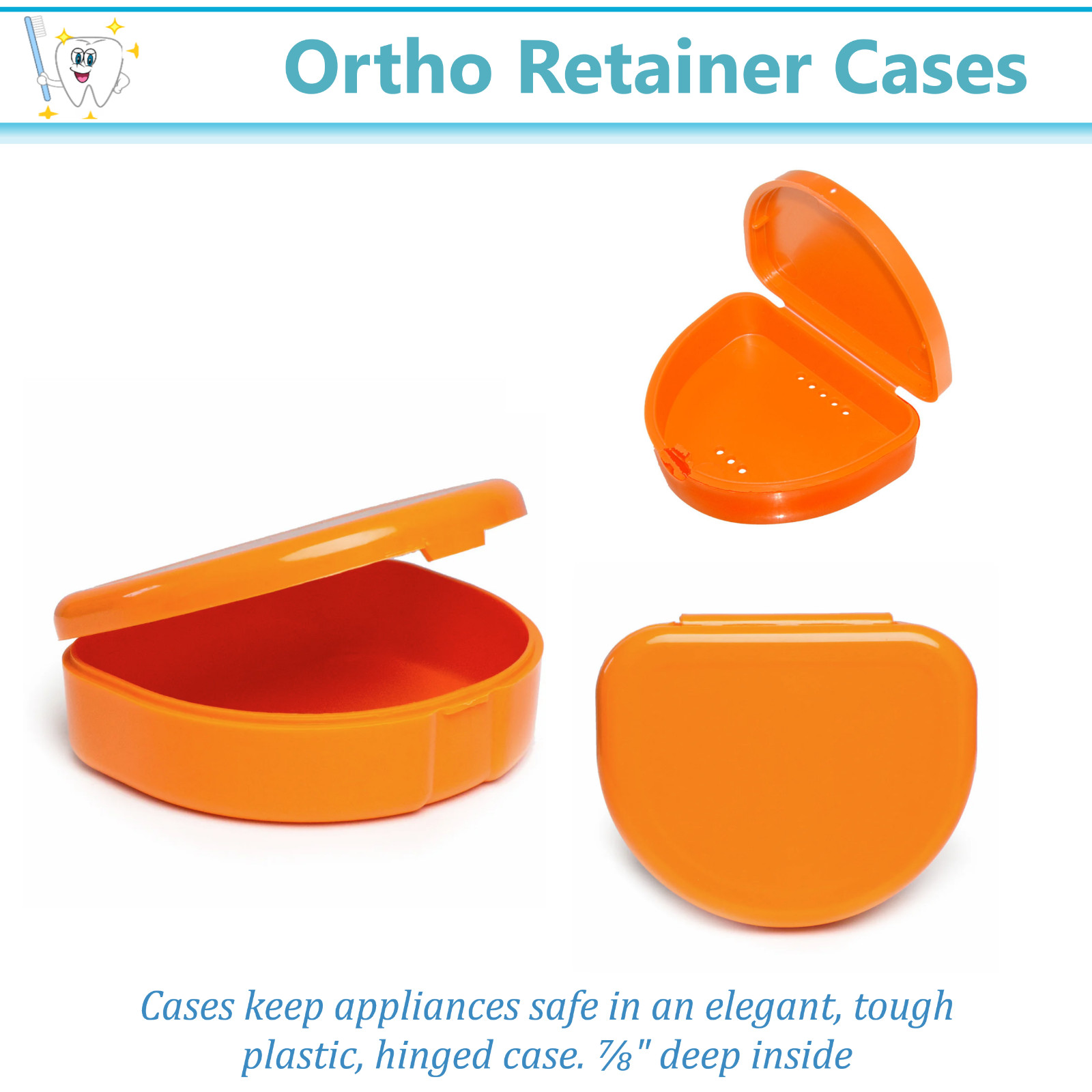 Dental Retainer Box Orthodontic Appliance Guard Snap closure, Up to 200/Case