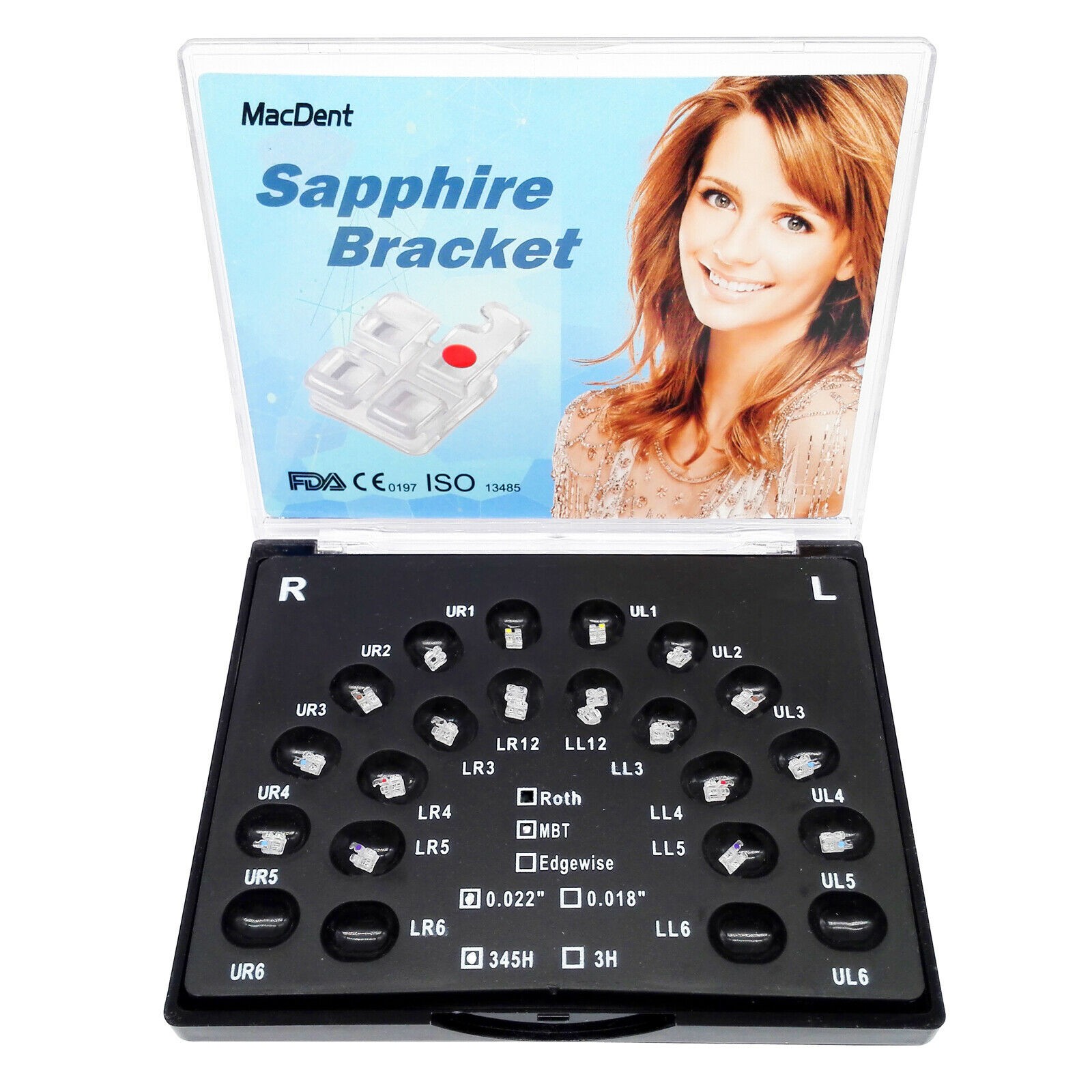 Orthodontic Self Ligating Brackets Ceramic Sapphire brace RothMBT 022”3/345Hook