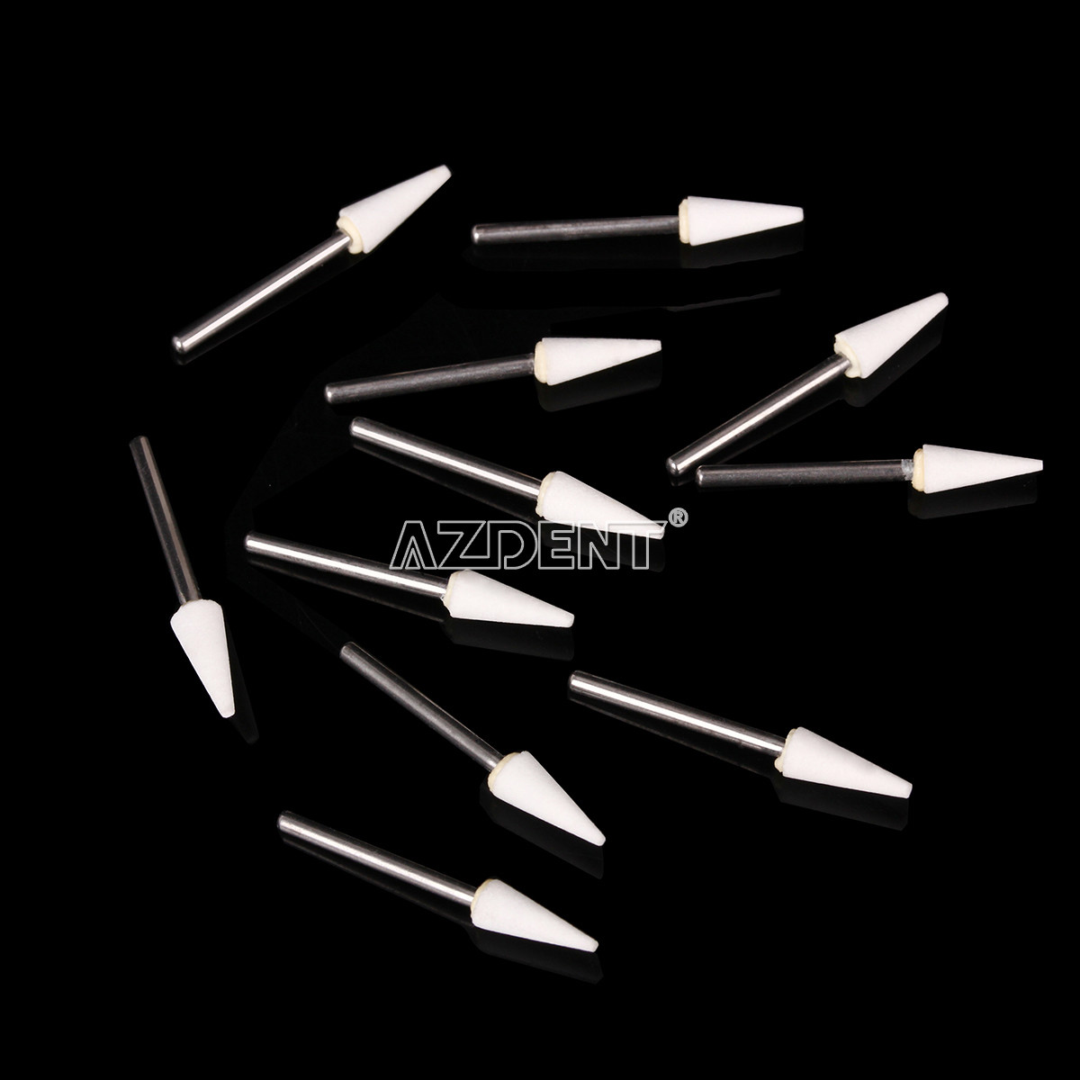 12Pcs Dental Cone Mounted White Stone Polishing Burs FG CN1 Abrasion Points Bur