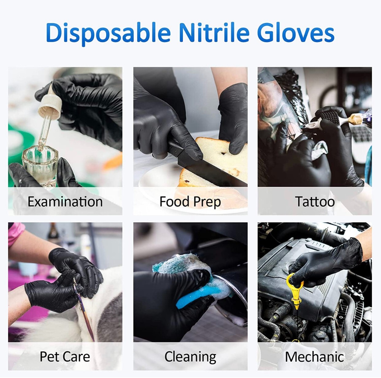 Black Nitrile Disposable Gloves 4 & 5 Mil, Latex & Powder Free