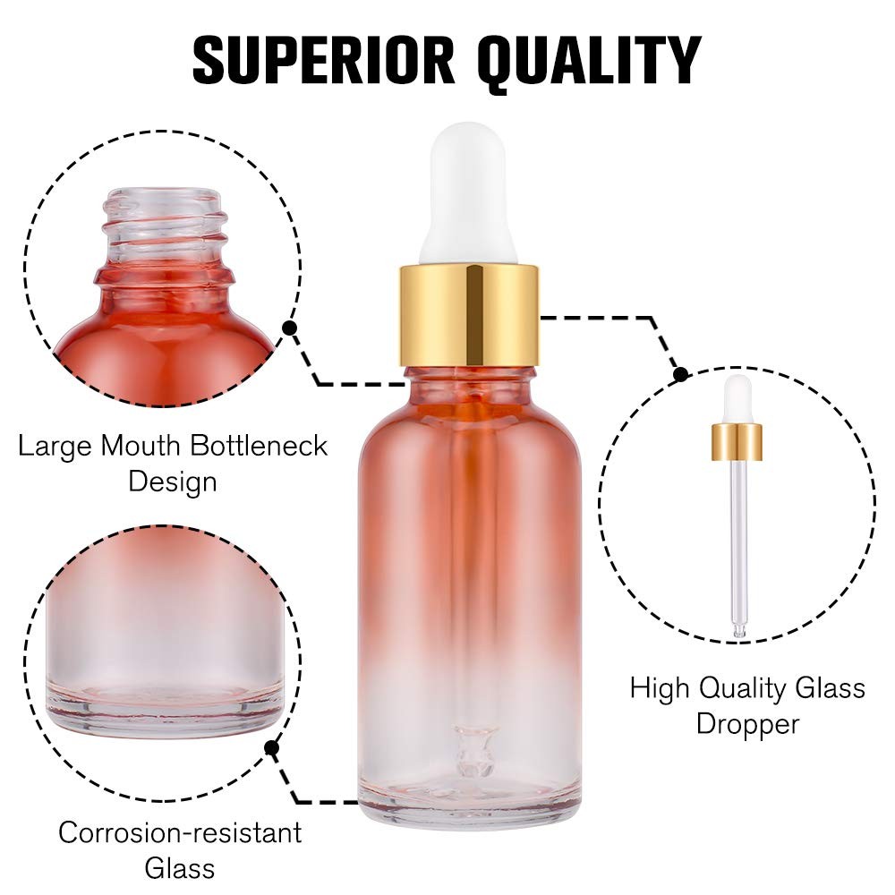 PrettyCare 63x 2oz (60ml) Rainbow Glass Eye Dropper Bottles – Thick Empty Leakpr