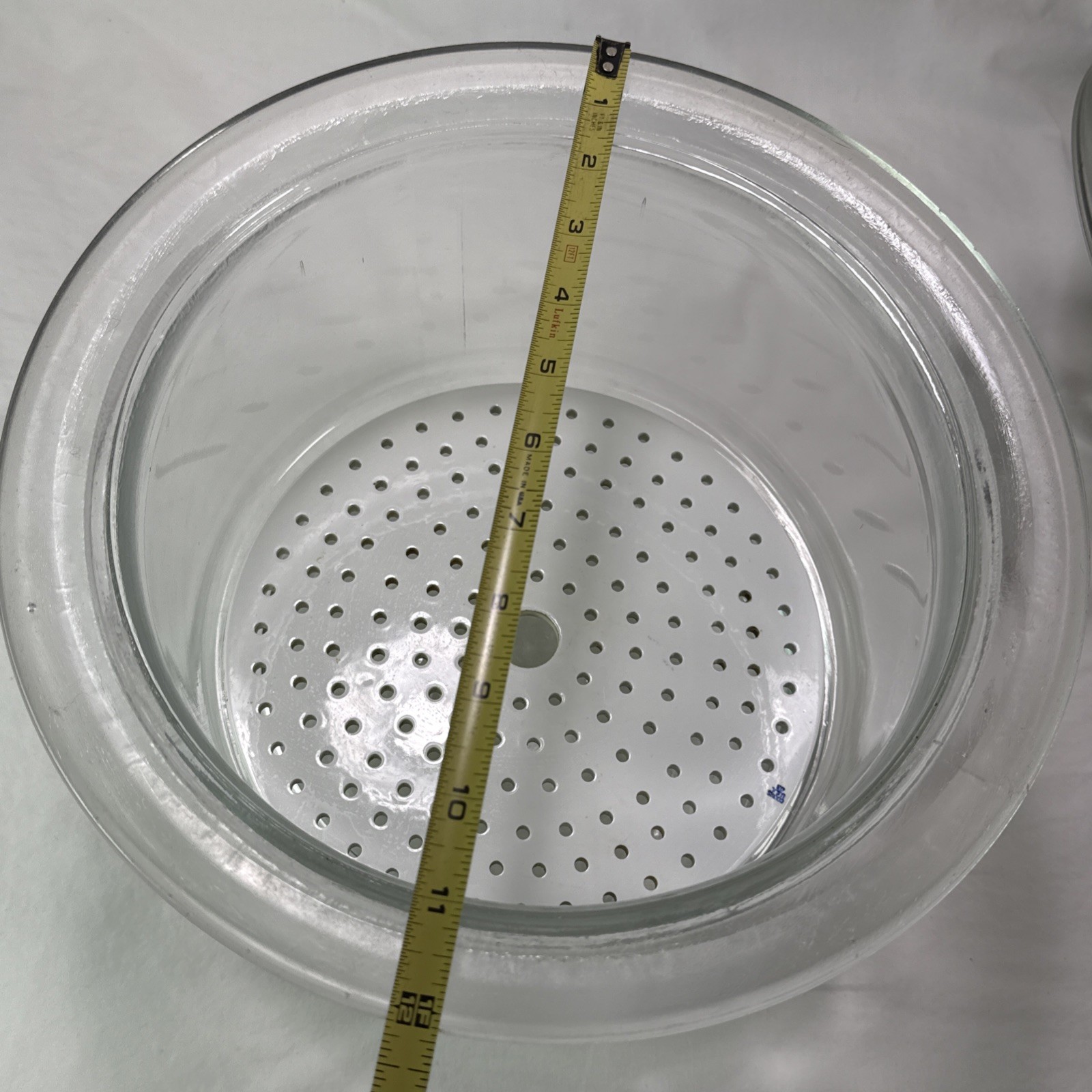 vintage Large glass desiccator jar greased rim coors porcelain plate 12”X 9” HTF