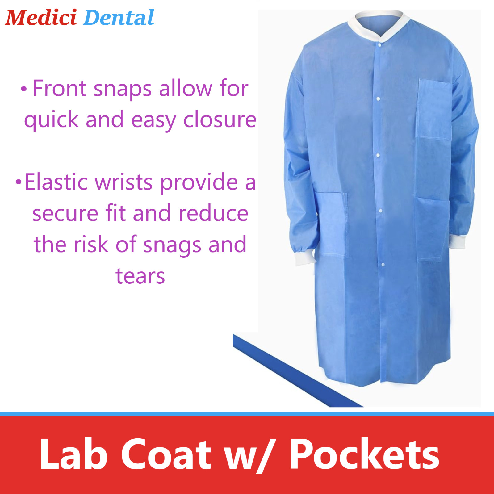 Dental Medical Hospital Premium SMS Lab-Coats PPE FDA, /Pocket, Unisex, 10/Pack