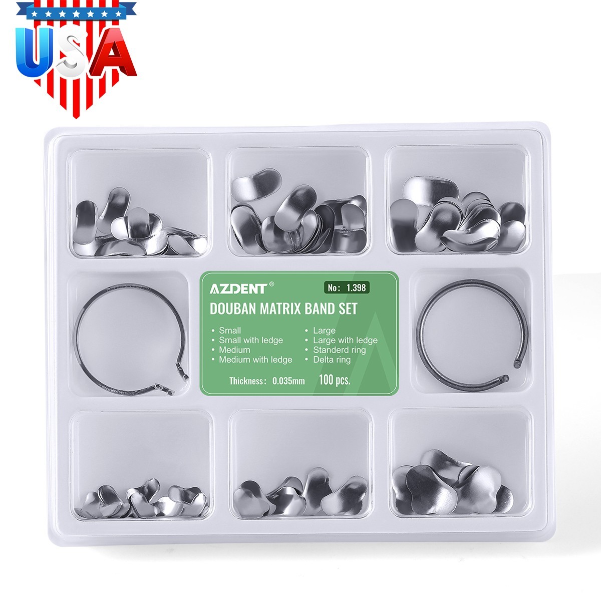 100Pcs/Box Dental Matrices Bands Sectional Contoured Metal Matrix bands soft