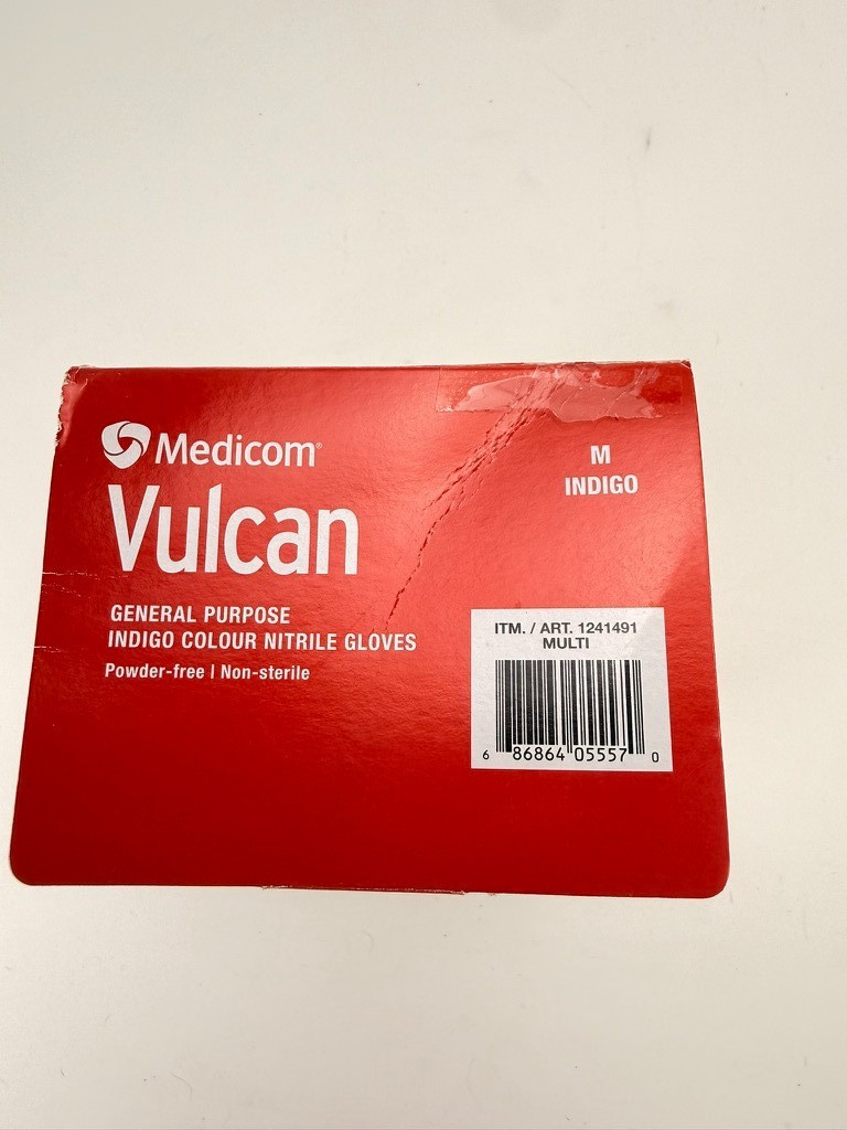 MEDICOM Vulcan Latex-Free Indigo Nitrile Gloves, Size M – 150 Count