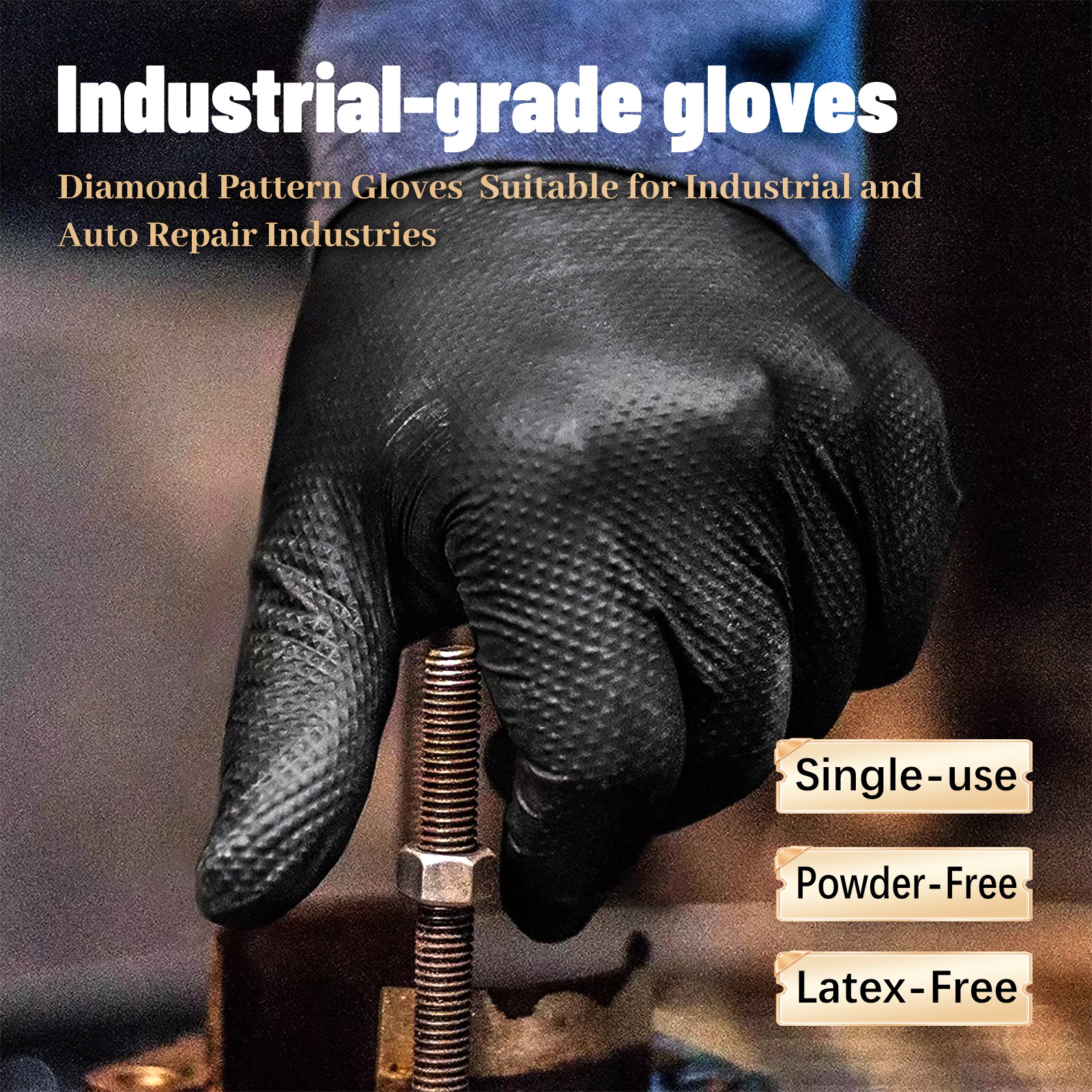 Craft Black Extra Large Nitrile Gloves Diamond 8Mil Disposable Latex 1000/Case