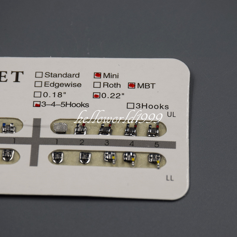 20 Pcs/Pack Metal Dental Orthodontic Brackets Braces MBT Slot.022 3-4-5 W/ Hooks