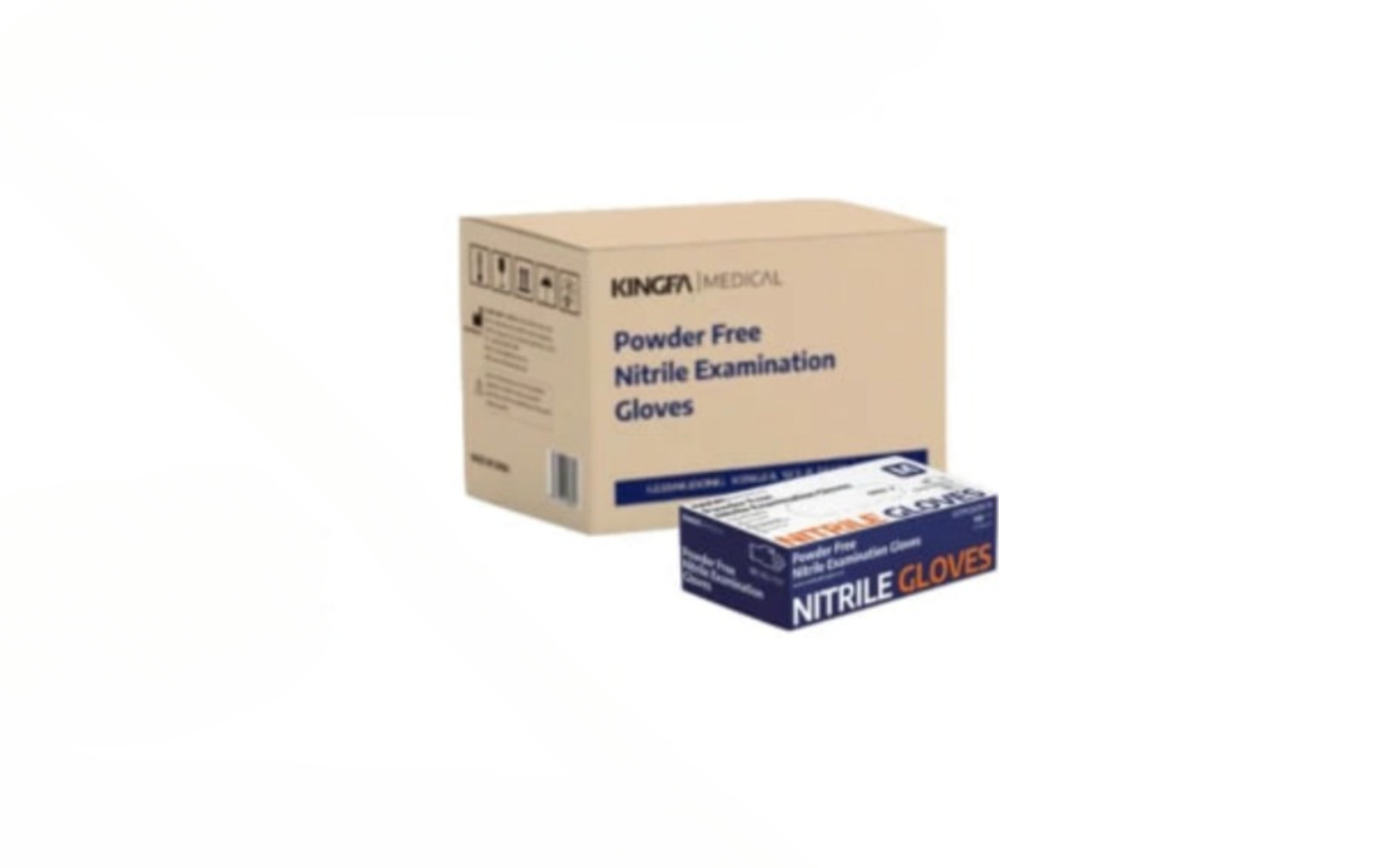 Kingfa Blue Nitrile Medical Gloves Powder & Latex Free Disposable 3mil Sz Medium