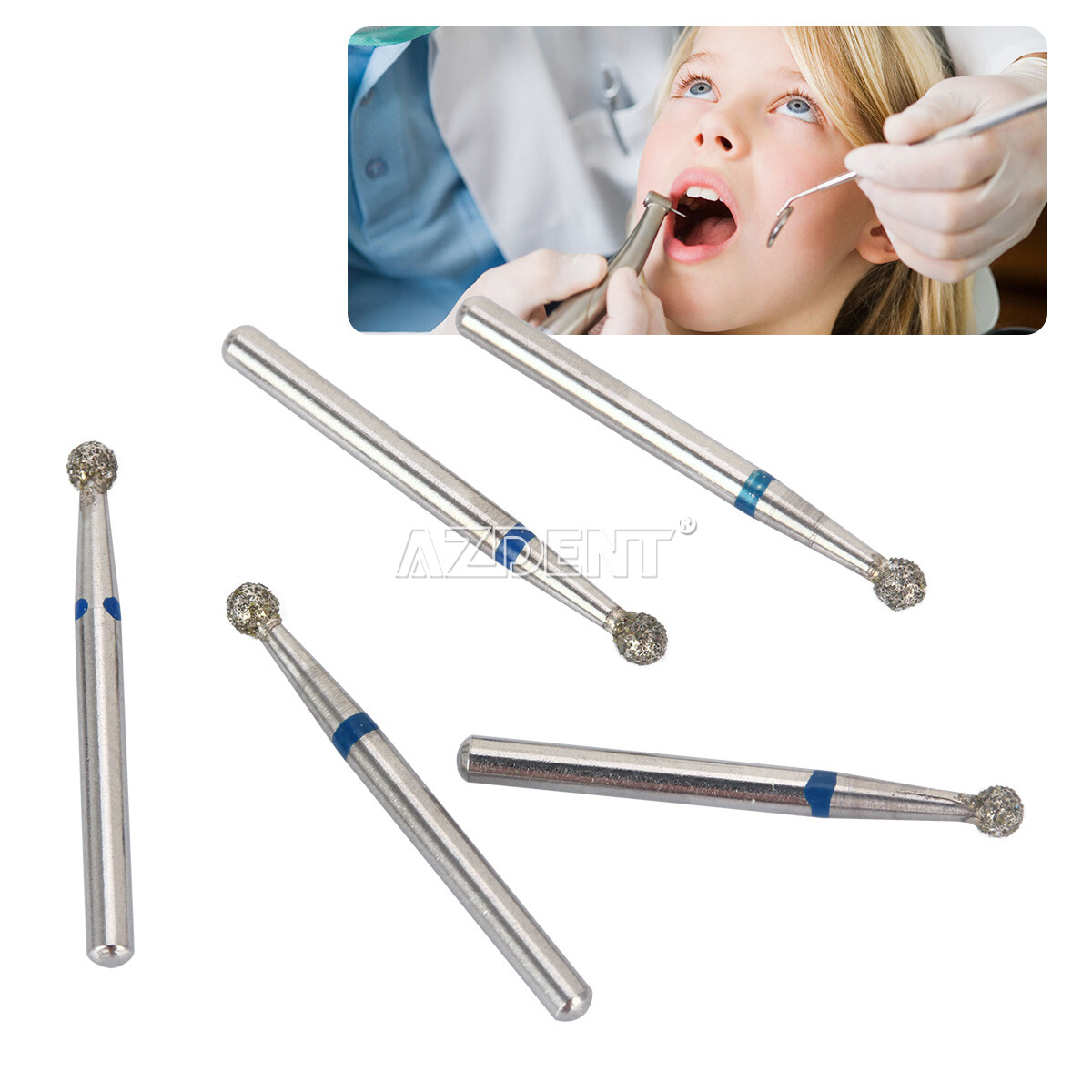 NSK Style AZDENT Dental Diamond Burs Drill Fit For High Speed Handpiece 5Pcs/Box