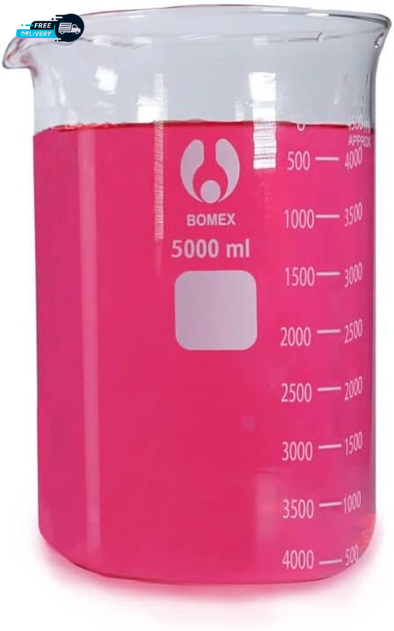 Scientific 5000Ml Glass Beaker 3.3 Borosilicate Glass Double Scale