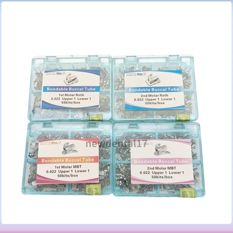 50Set Dental Ortho Buccal Tubes Molar brackets Bondable Non-con 1st 2nd Roth/MBT