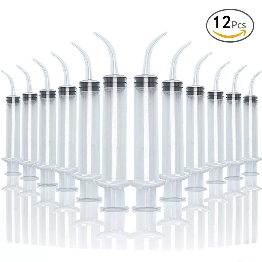 12-600 Syringes, GPS Dental Irrigation Syringes 12cc with Measurement Curved Tip