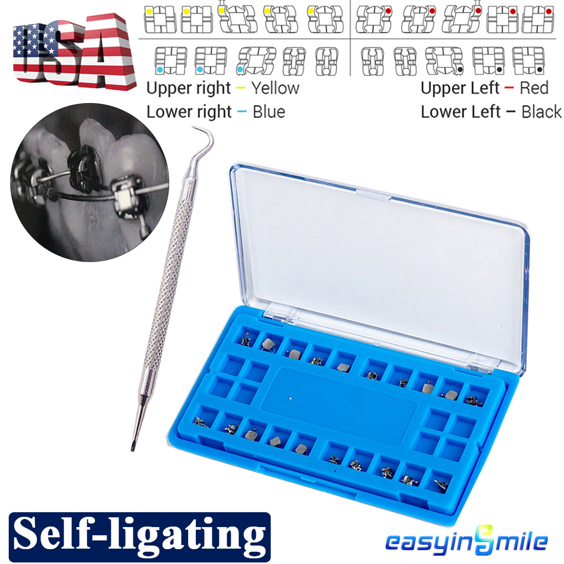 Orthodontic Spherical Bracket Self-ligating Brackets Dental Metal Brace ROTH/MBT