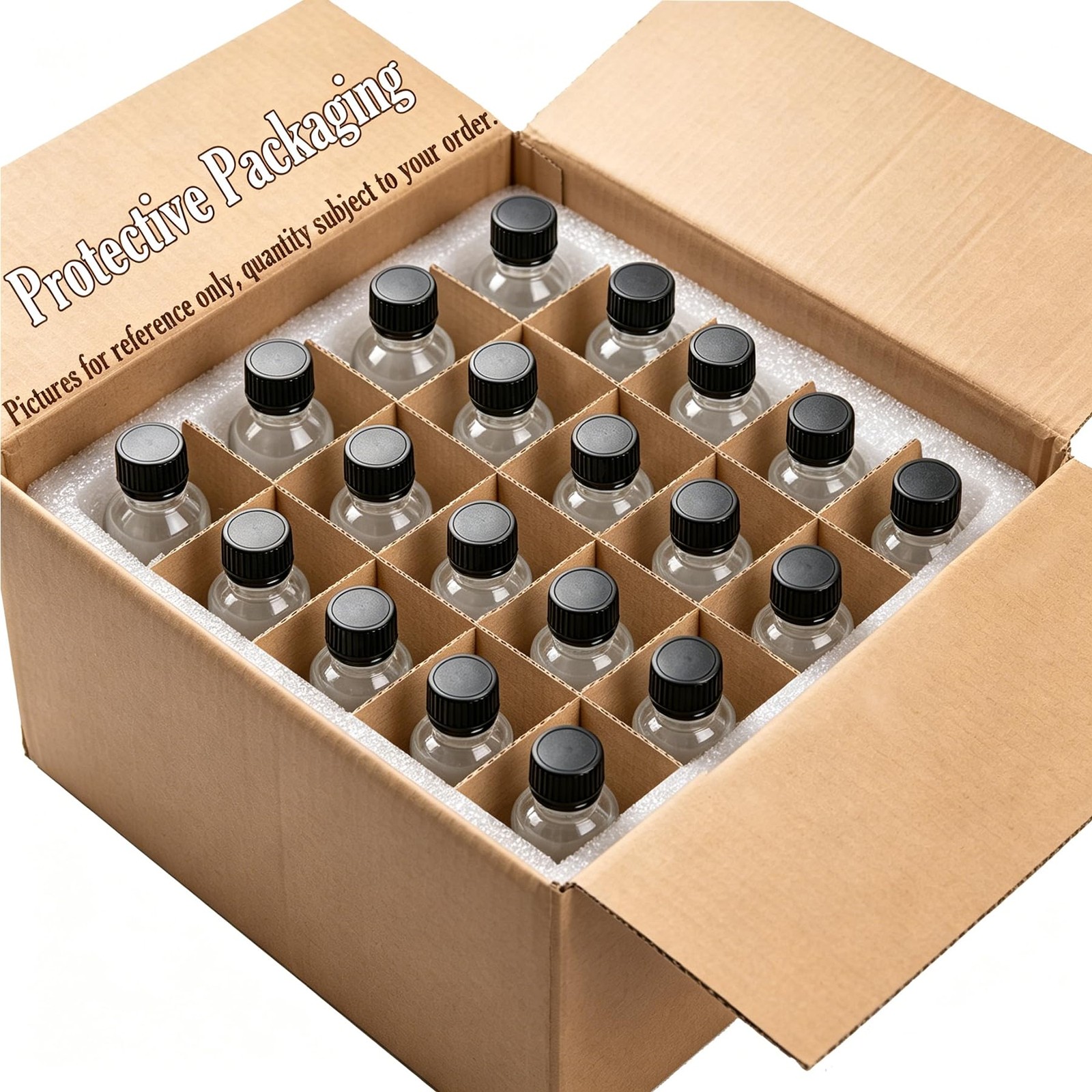 Easeen 36 Pack 2Oz Clear Glass Bottles Lids 60Ml Boston Shot Bottles For