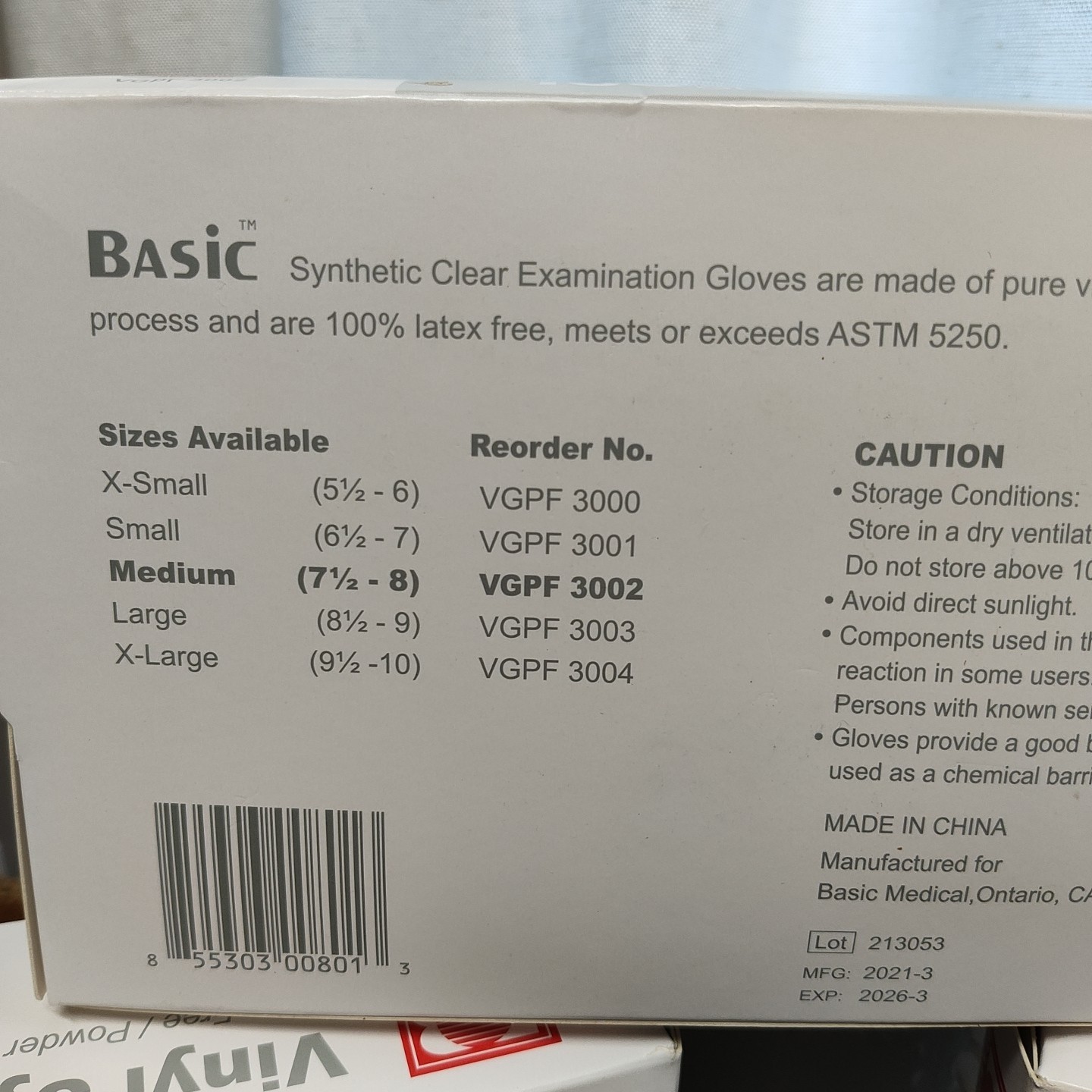 3 BoxesBasic Vinyl Synthetic Exam Gloves Sz Med 100 Gloves Per Box Ambidextrous