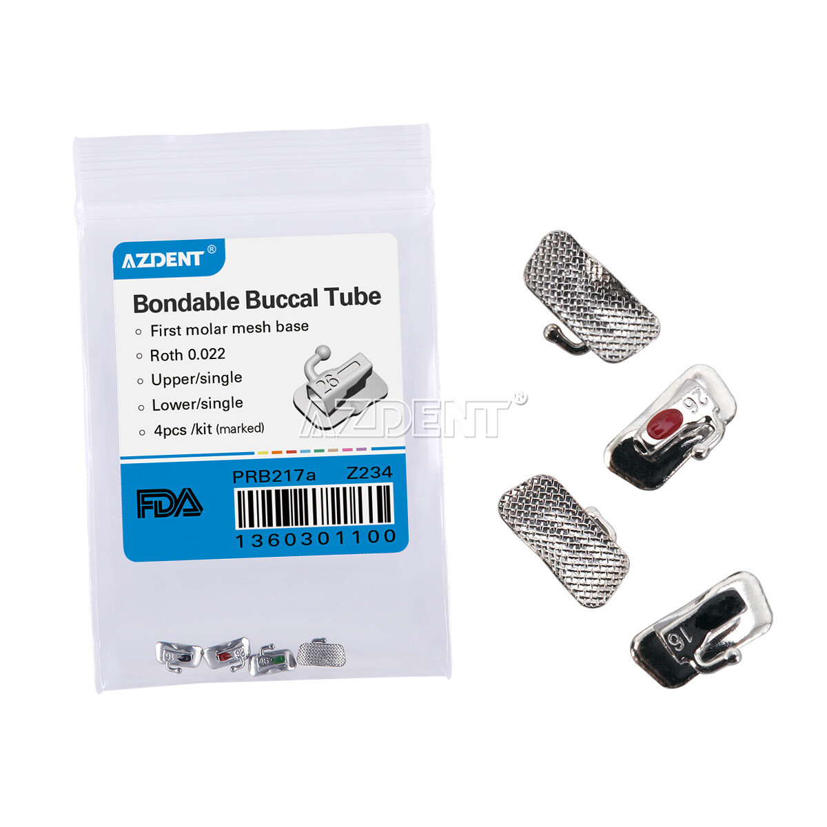 AZDENT 40pcs Orthodontic Buccal Tube 1st Molar Roth.022 Bondable Non-Conv 10kits