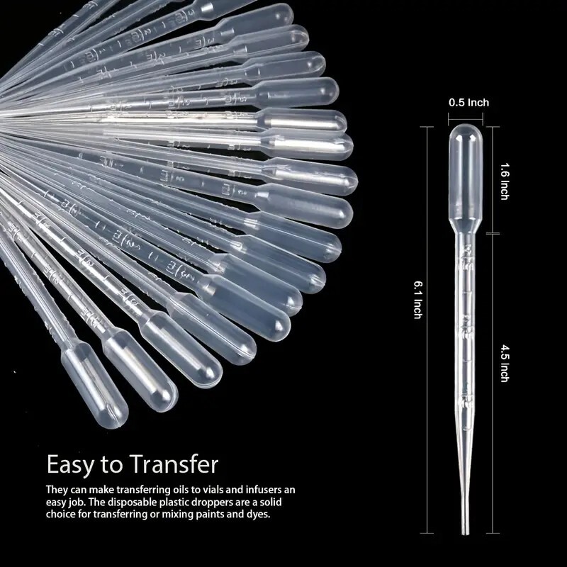 5pcs 3ml Durable Graduated Dropper,Disposable Plastic Transfer Pipettes – QTY5