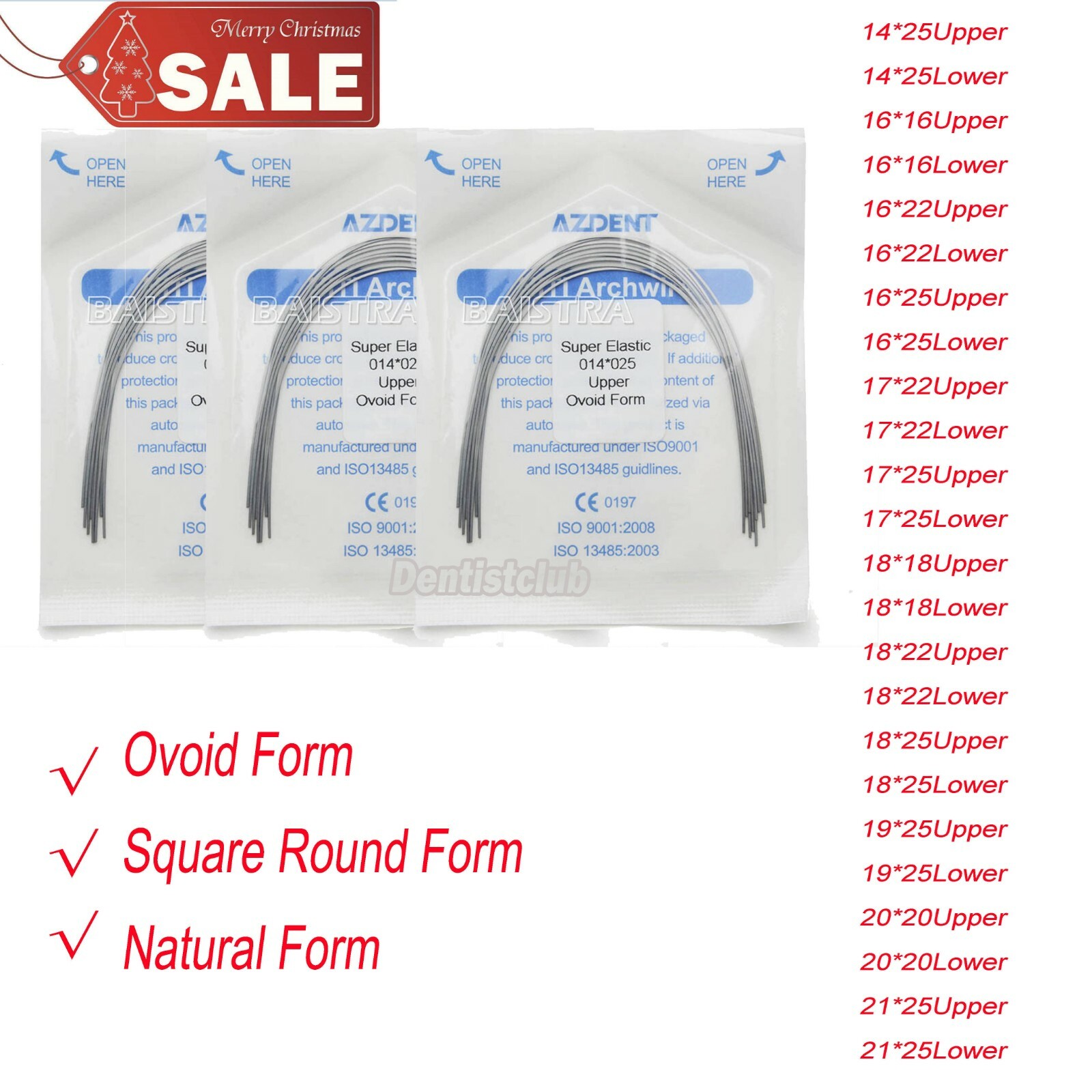 Dental Orthodontic Super Elastic Niti Rectangular Arch Wire Ovoid/Nature Form