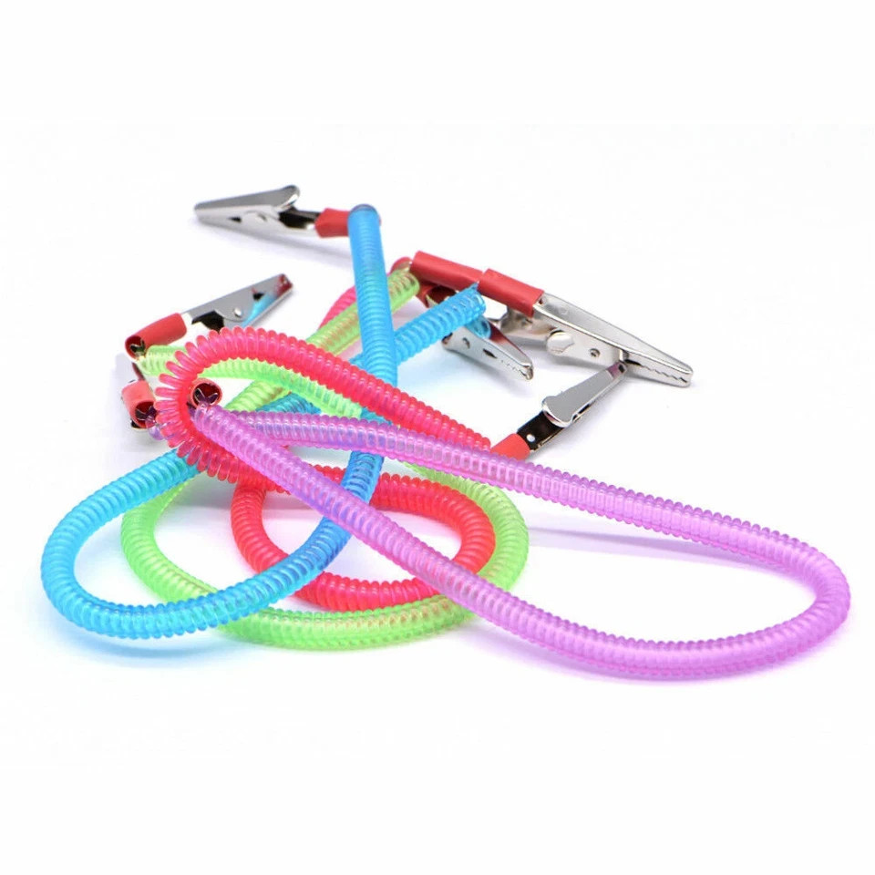 5 Pcs Dental Patient Bib Clip Chains Napkin Holder Flexible Coil Plastic Mixed