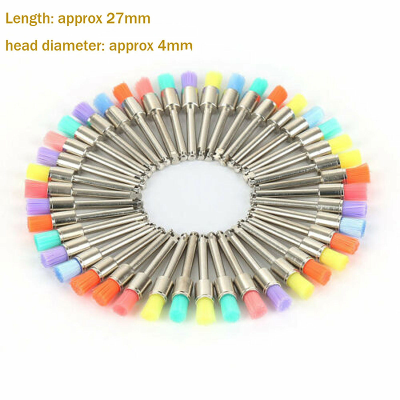 100Pcs/Box Dental Nylon Materials Closure Flat Polishing Prophylaxis Brushes SS