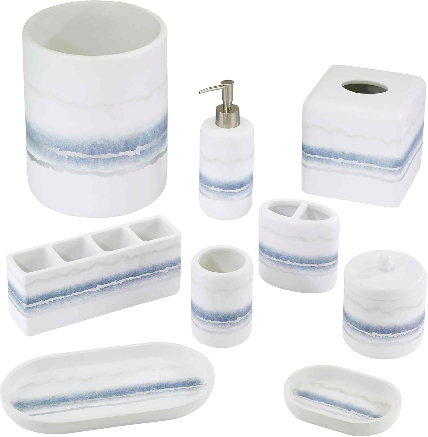 – Accessory Set, Resin Countertop Accessories, Marble Inspired Bathroom Essentia