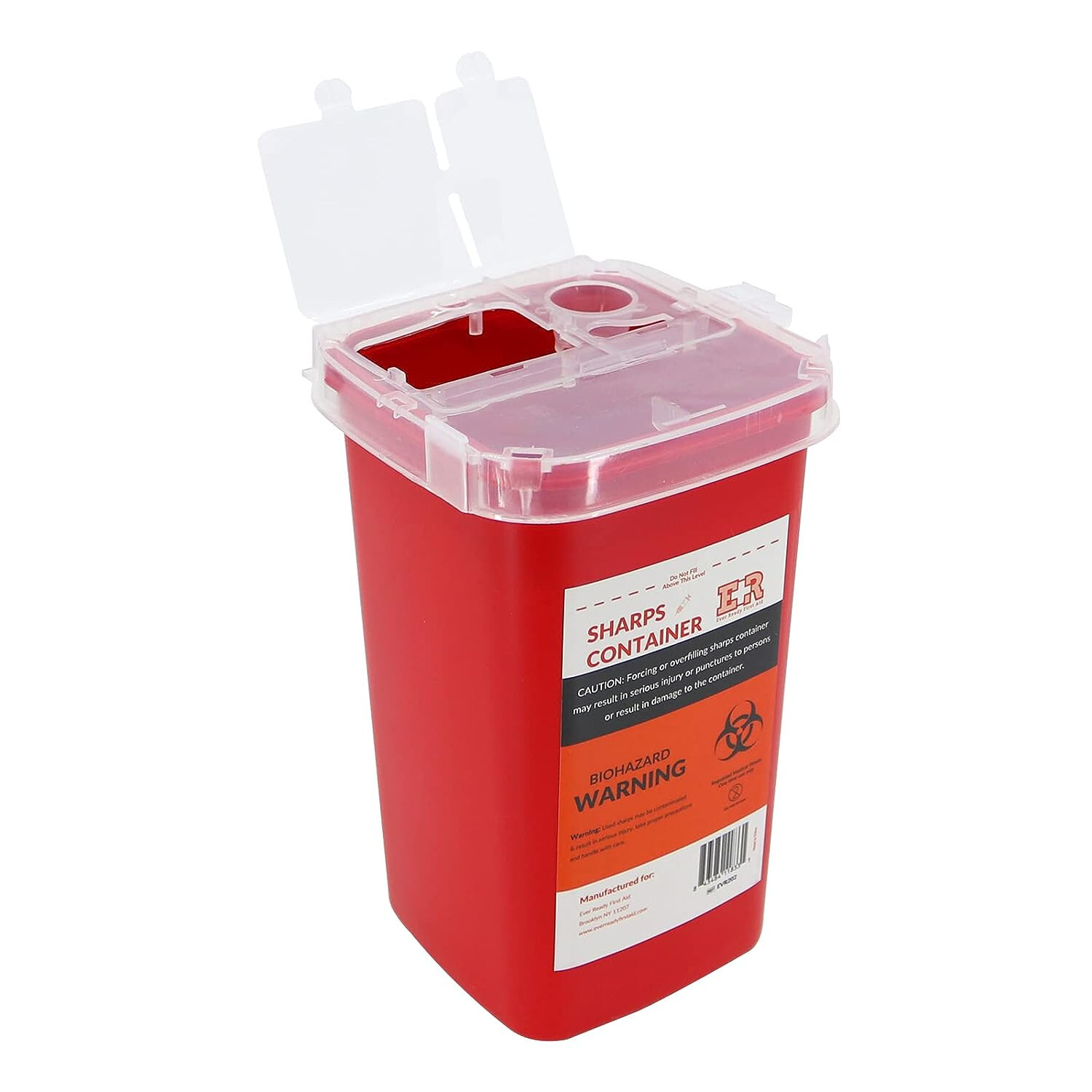 Ever Ready EVR202 Sharps Container Waste Disposal 1 Quarts / 32oz – RED 6PCS