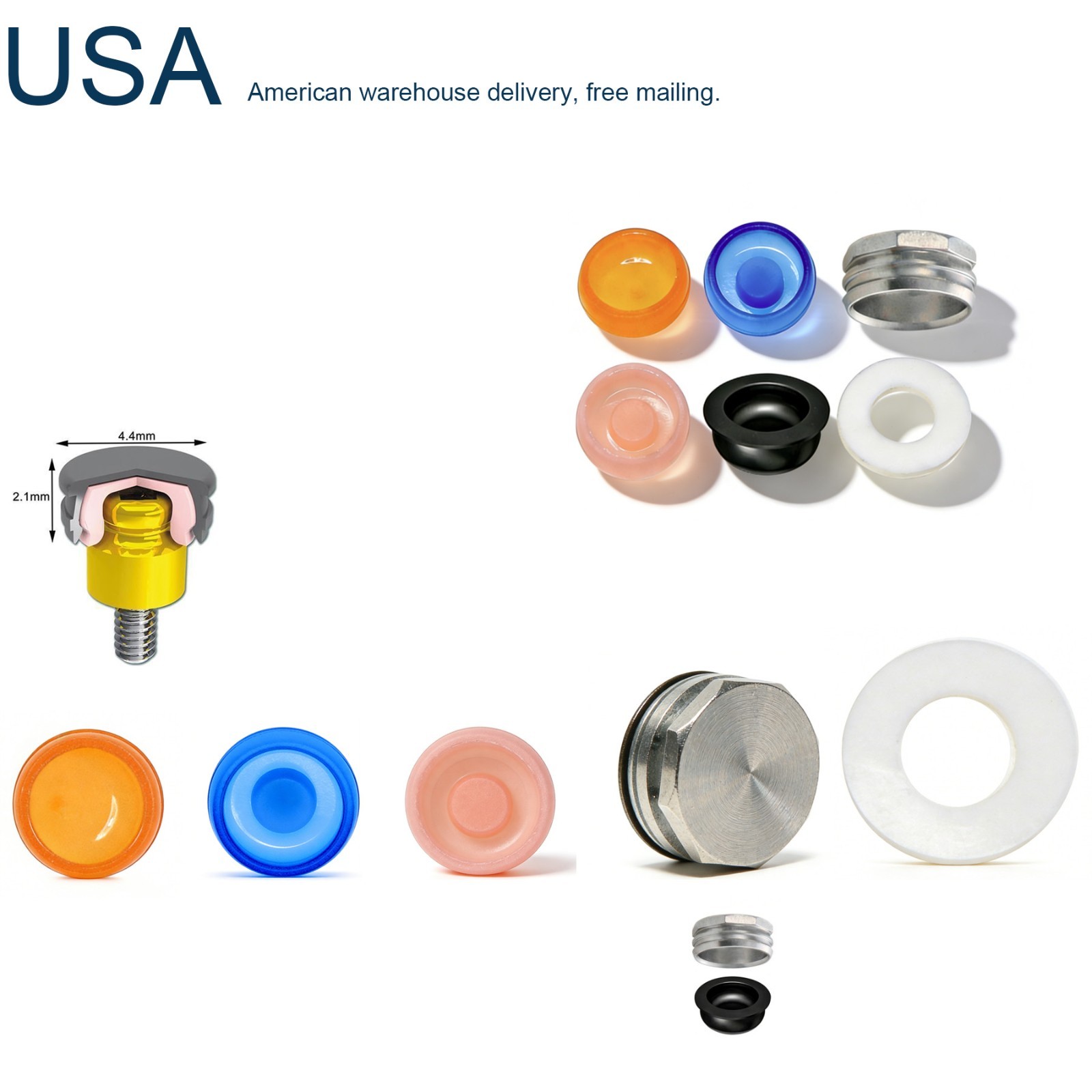US Dental Replace Male Cap Inserts for Locator Abutment fit Ø4.5mm Metal Housing