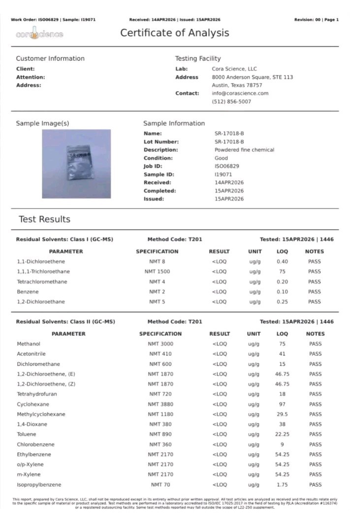 SC Labs SR-17018 Research Chemical Powder, CAS 2133402-45-1 6 Grams
