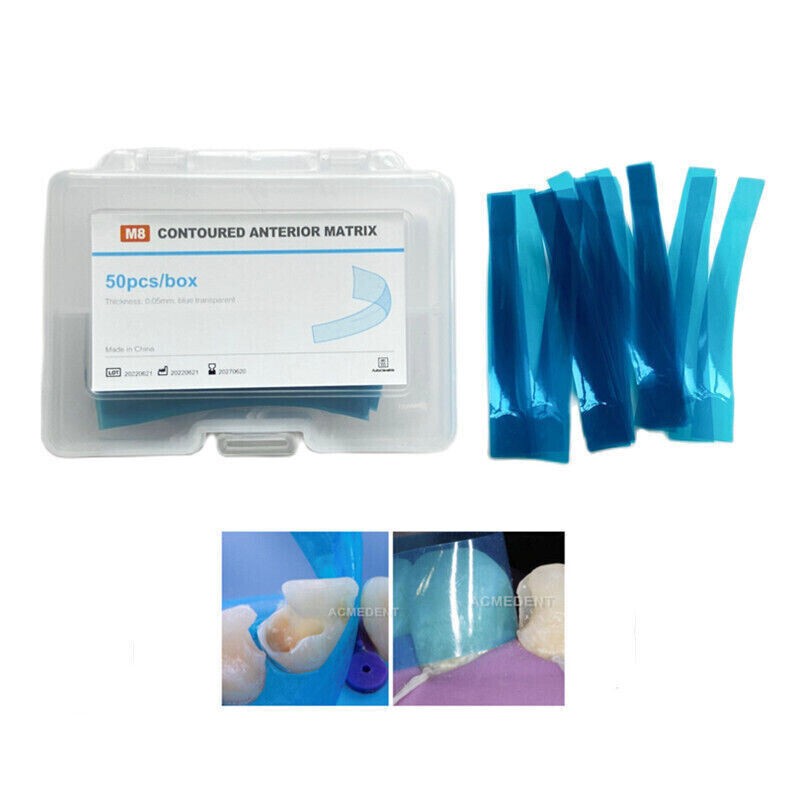 50 Pcs Dental Resin Matrices 0.05mm Matrix Bands Blue Strip Anterior Restoration