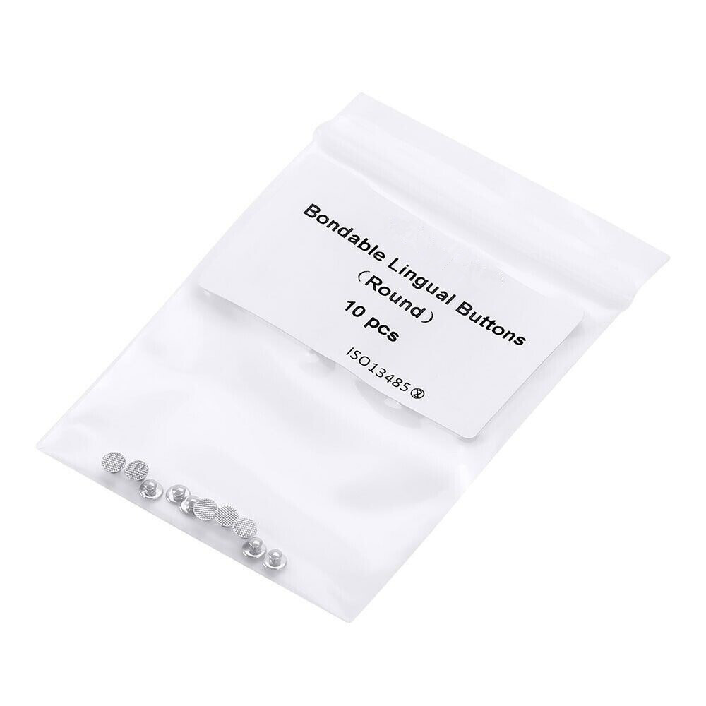 10 Pcs/Bag Dental Orthodontic Metal Round Mesh Base Lingual Button Bondable