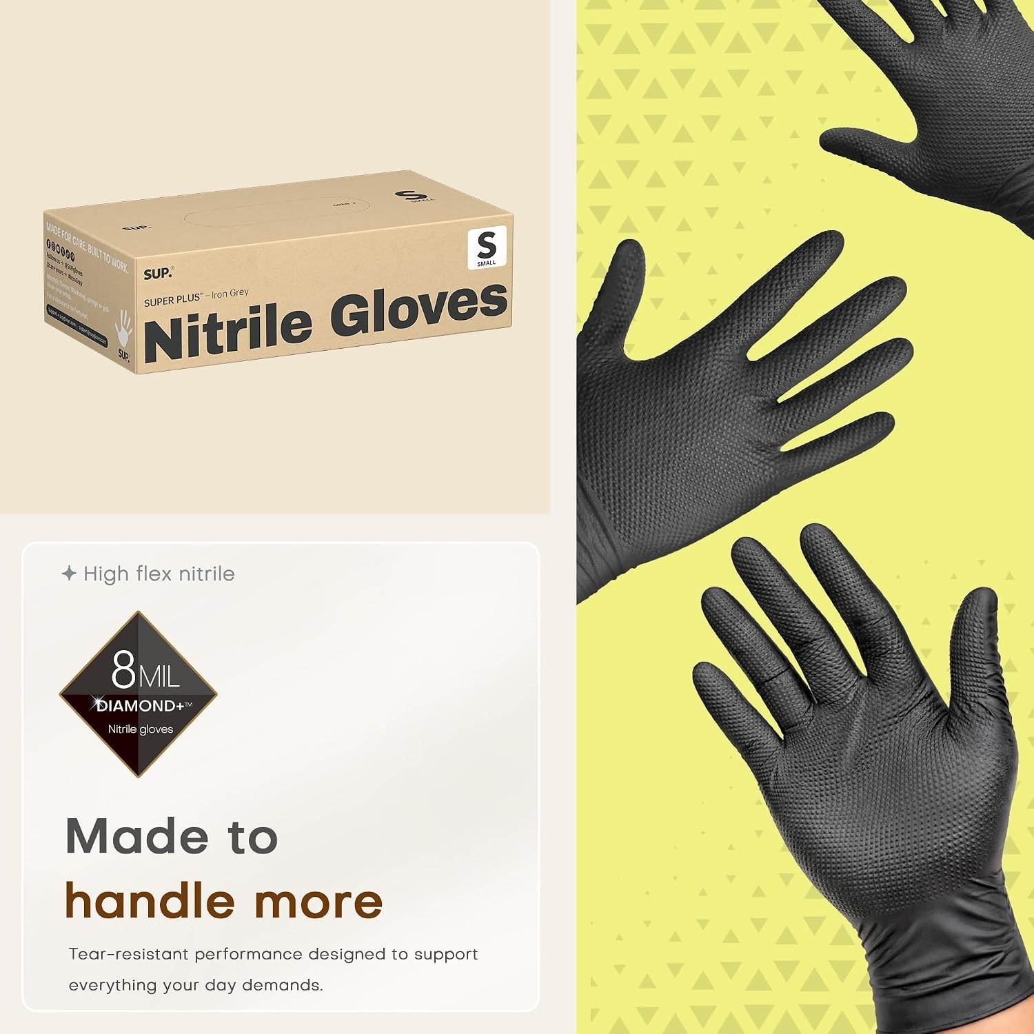 Heavy-Duty 8 Mil Nitrile Gloves – Diamond Textured, Chemical Resistant, 50 Ct