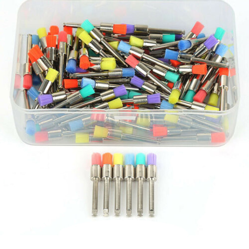 100pcs Dental Colorful Nylon Bowl Polishing Brushes Polisher Prophy Flat Type
