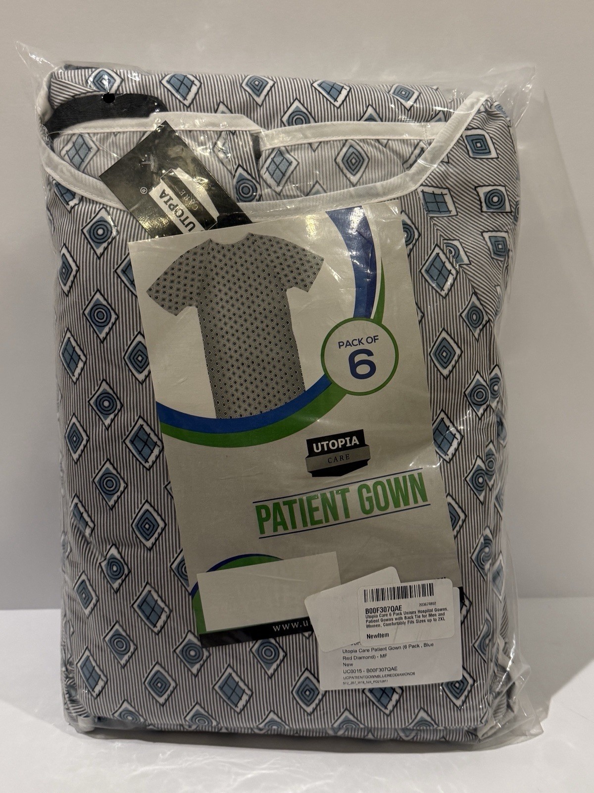 Utopia Care 6 Pack Cotton Blend Unisex Hospital Gown, Fits Sizes up to 2XL Blue