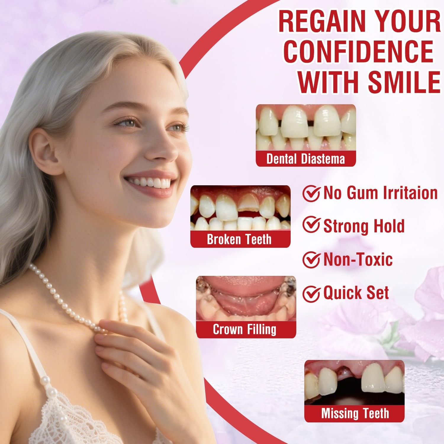 Tooth Repair Kit Zinc Oxide Eugenol,Dental Cement for Chipped Broken Teeth, Miss