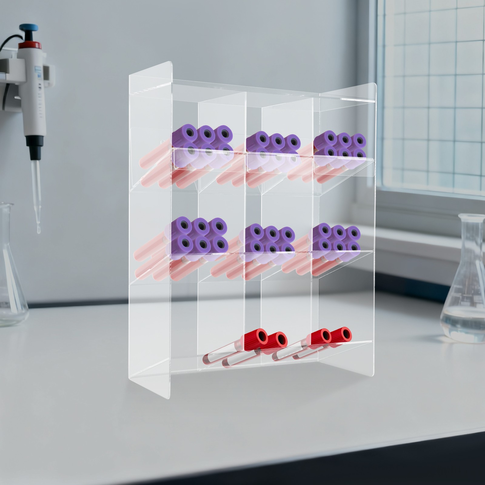 Clear Acrylic Tube Rack, Wall Mounting & Countertop Tube Organizer Holder