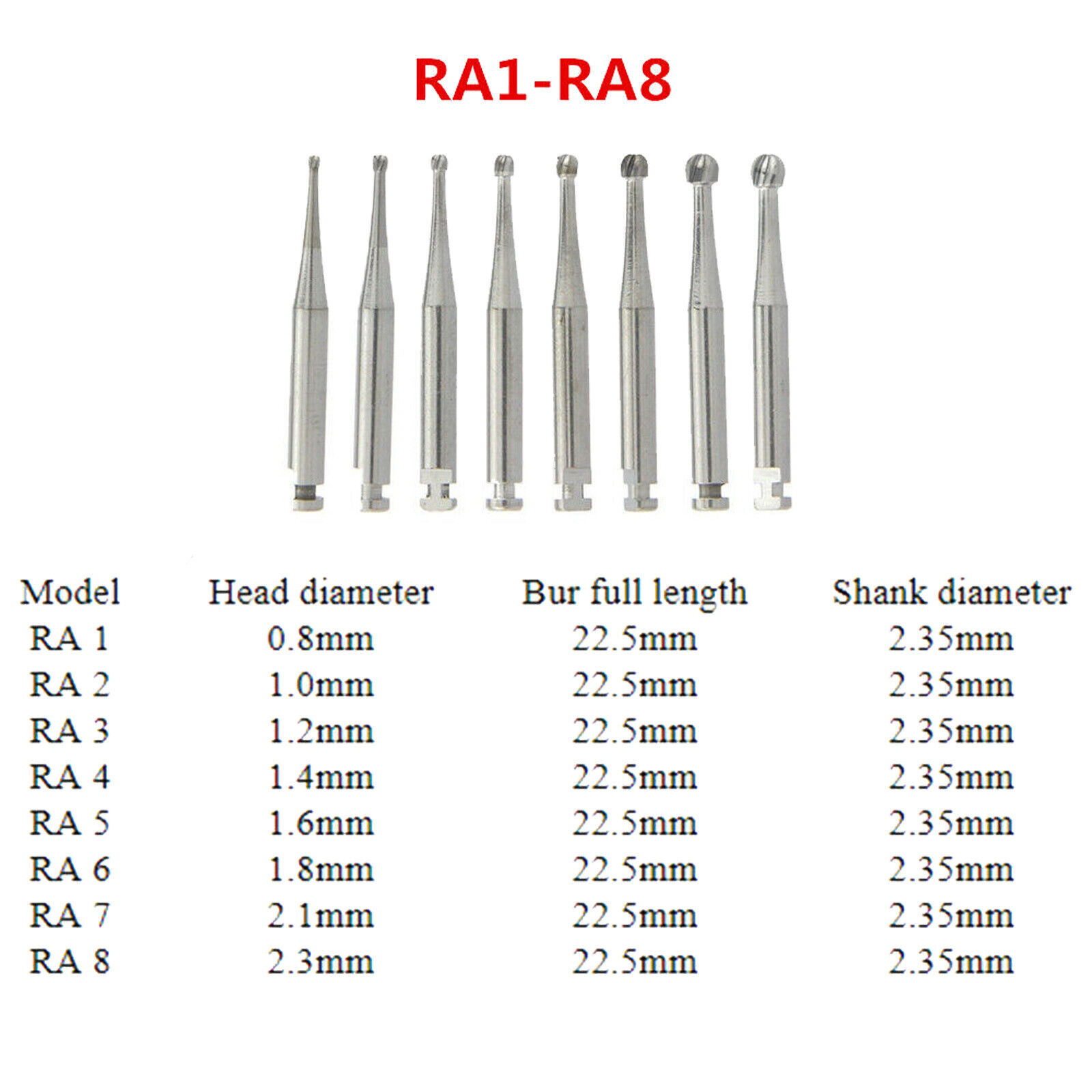 Low Speed Contra Angle Handpiece /Tungsten Steel Carbide Burs RA1-RA8 AK Dental