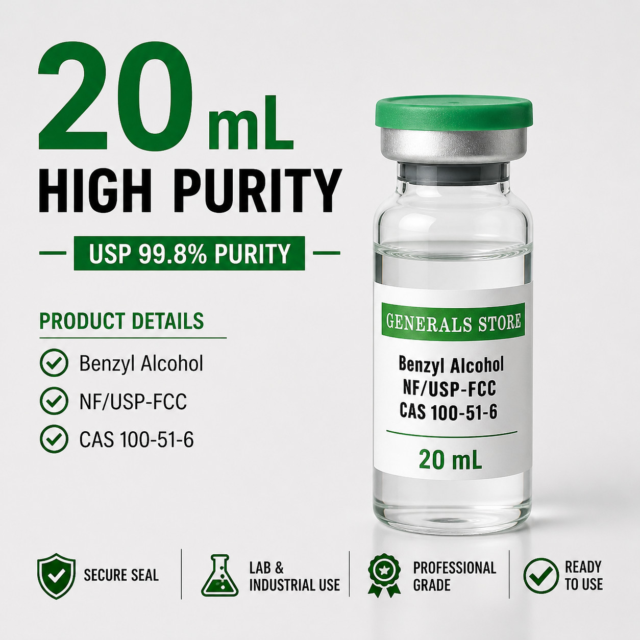 Benzyl Alcohol USP Grade 99.8% Purity NF/FCC CAS 100-51-6 Lab & Industrial Use