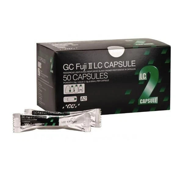GC Fuji II LC Capsules A2 Shade Glass Ionomer Dental Restorative 50 Pack