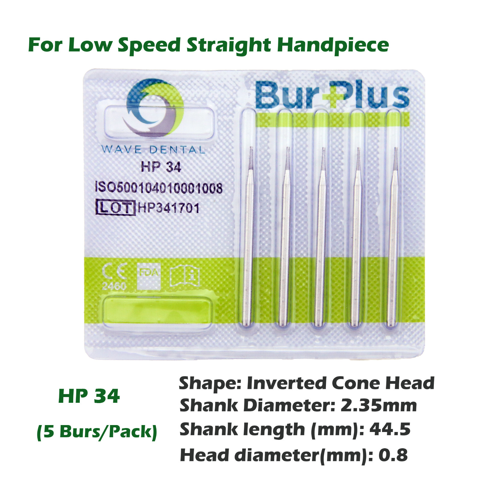 Wave Dental Carbide Burs HP 34 35 37 Prima Inverted Cone for Straight Handpiece