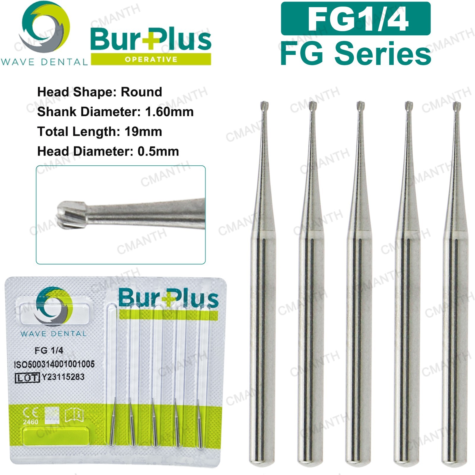 WAVE Dental Burs FG 1-10 Surgical Carbide Bur Friction Grip Round For High Speed
