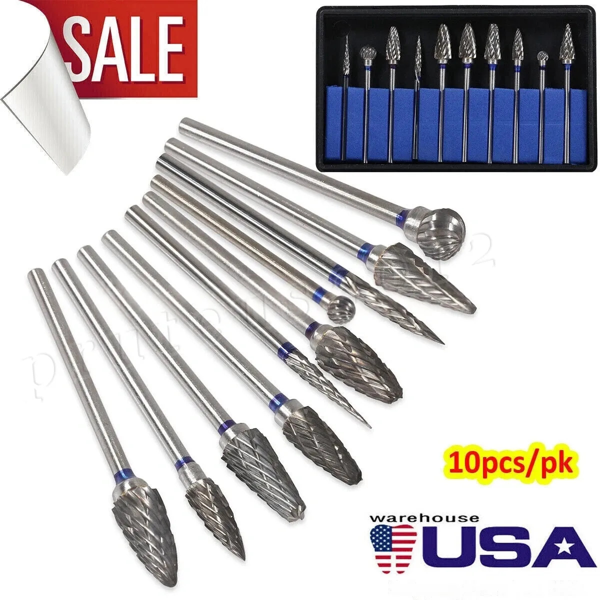 10pcs/Set Dental Tungsten Carbide Burs Plaster Alloy Acrylic Drill Polisher
