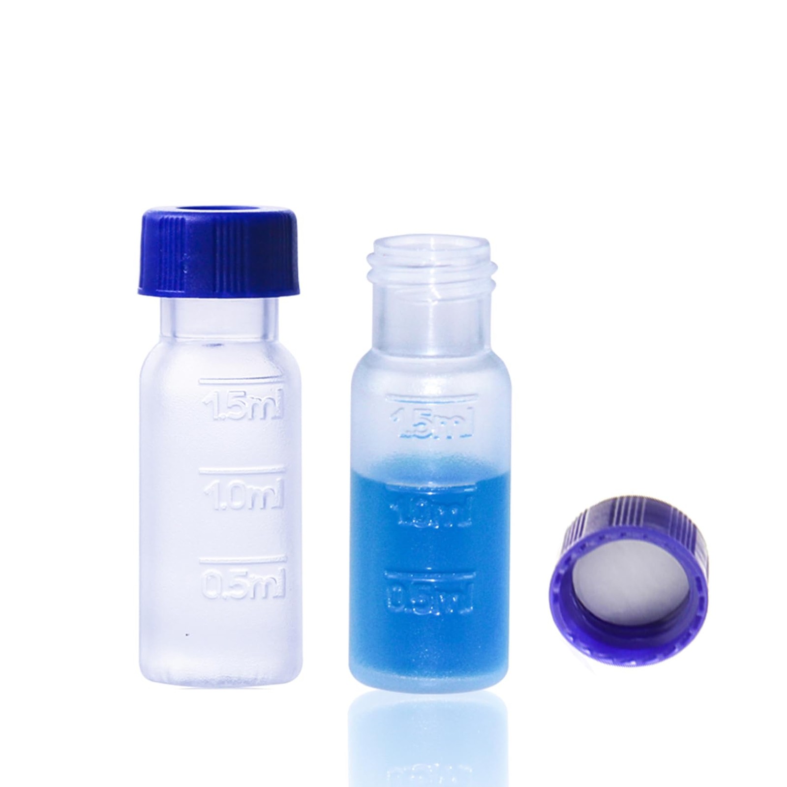 100 PCS 2ml Polypropylene Vials 9mm Short Thread Blue Cap Ion Chromatography