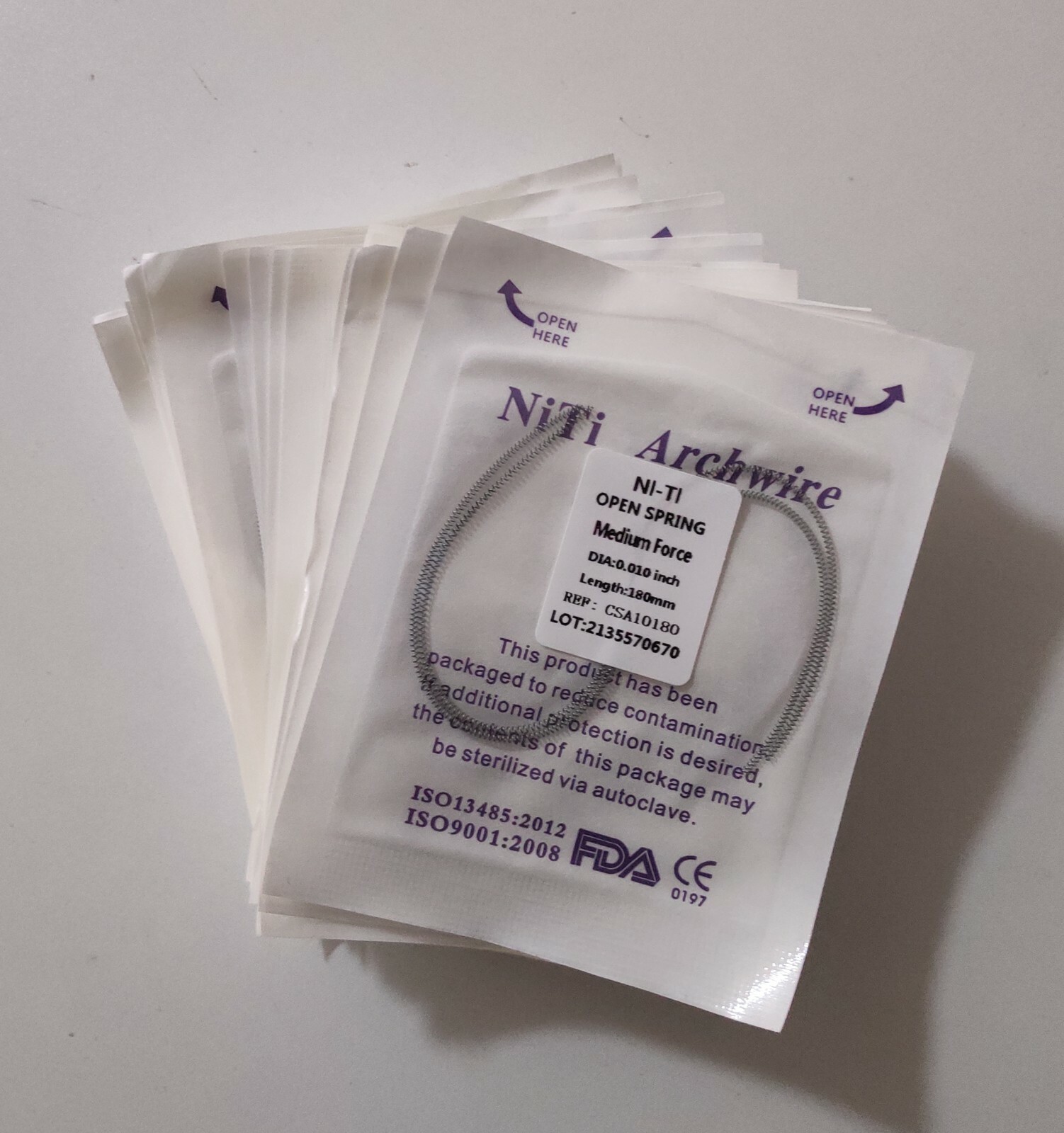 5 Packs Dental Orthodontic Coil Open Spring 010*180mm Niti Alloy Medium Force