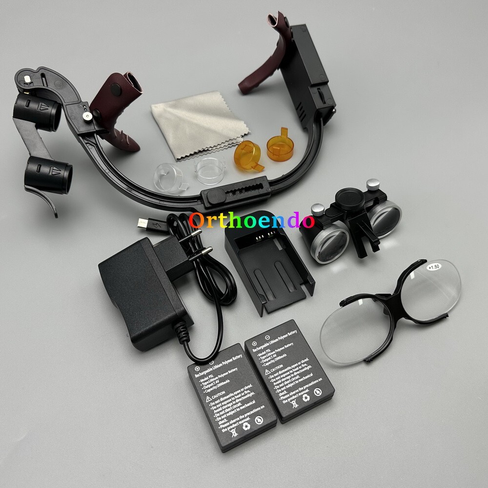 2.5/3.5x Dental Surgical Binocular Loupes Headband Magnifier LED Headlight US/EU
