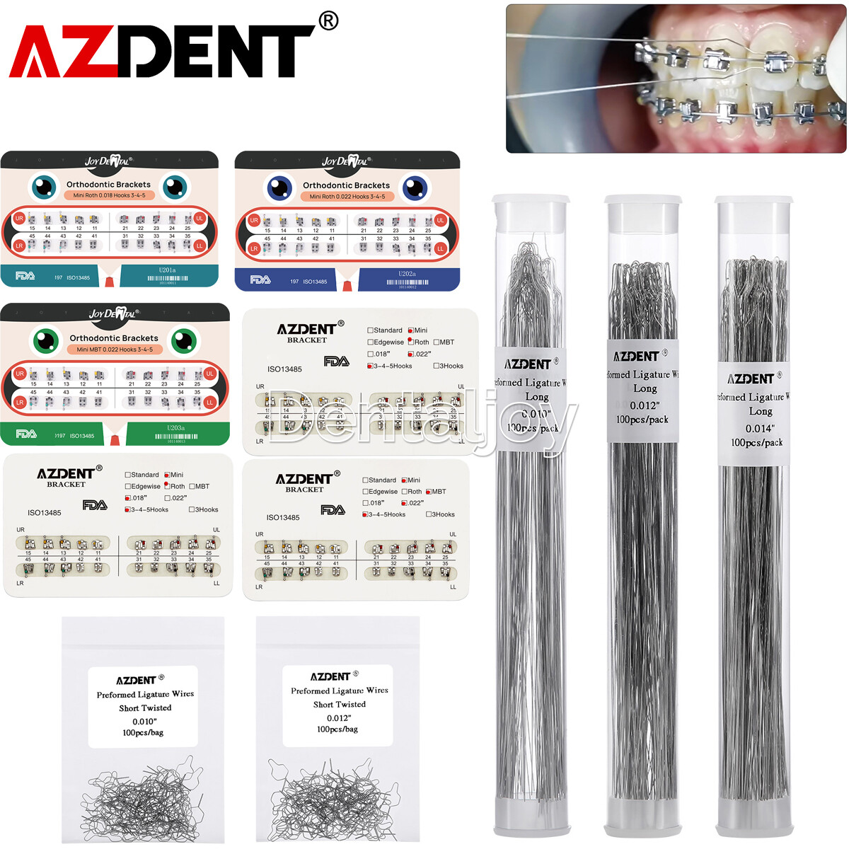 AZDENT Dental Ortho Wire Preformed Ligature Ties Long Short Twist /Bracket Brace