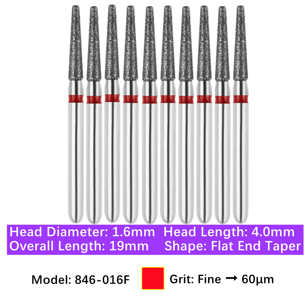 10pc Dental FG High Speed Diamond Burs Flat End Taper Shape Polishing Burs