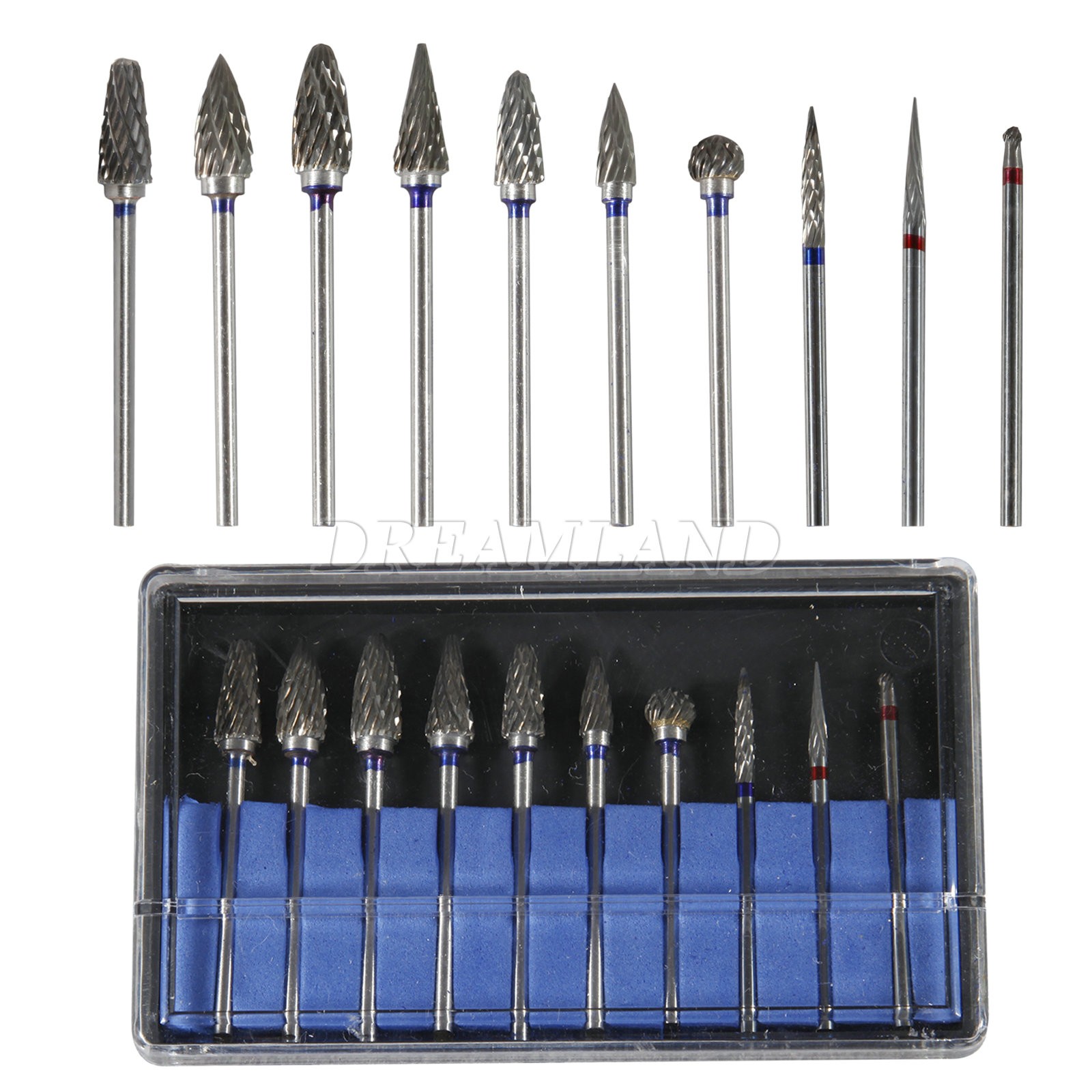 10pcs/1Box Dental Burs Acrylic Polisher Drills Burrs Tungsten Carbide Steel HP