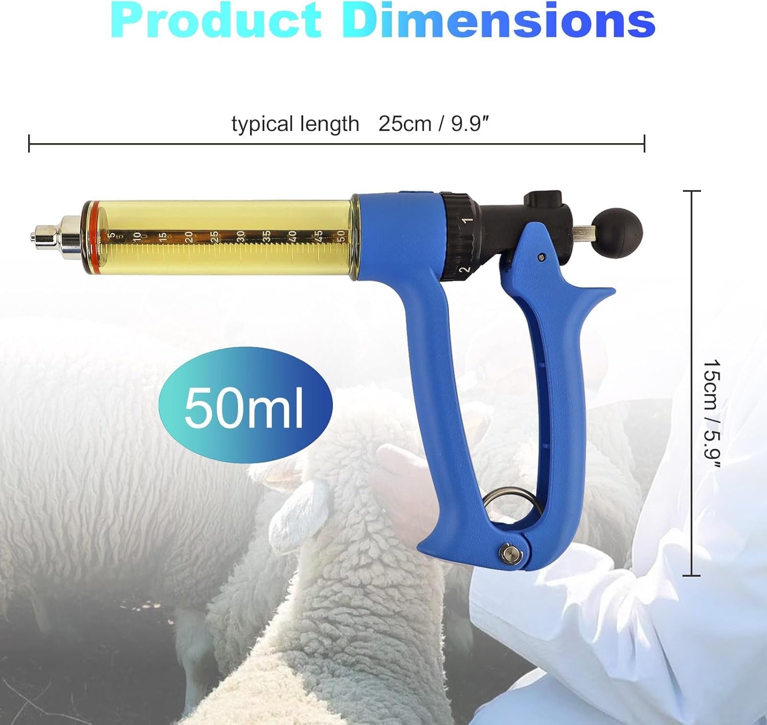 50ML Semi Automatic Livestock Syringe, Continuous Repeating Luer Lock Syringe